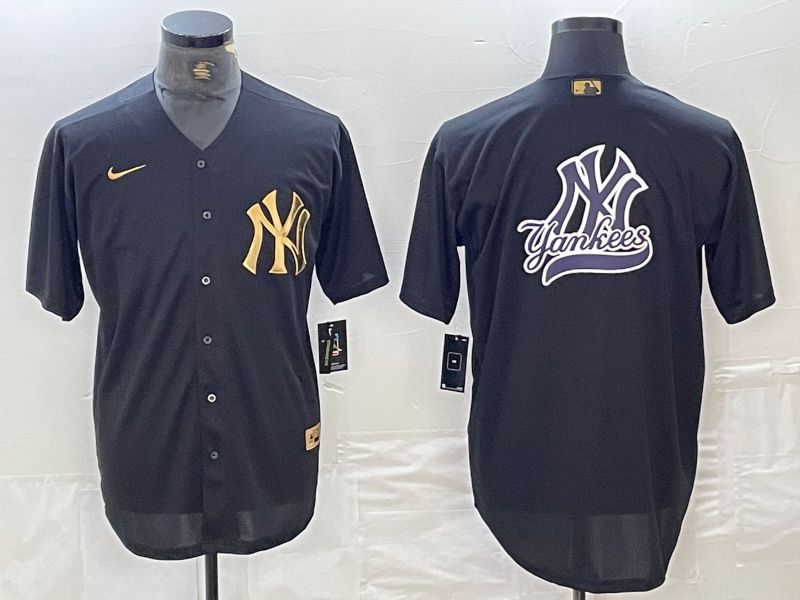 Men New York Yankees Blank Black gold 4 th generation Nike 2024 MLB Jersey style 13